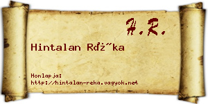 Hintalan Réka névjegykártya